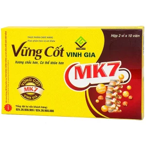 Viên uống Vững Cốt Vinh Gia hỗ trợ giảm loãng xương, giúp xương chắc khỏe dẻo dai (2 vỉ x 10 viên)