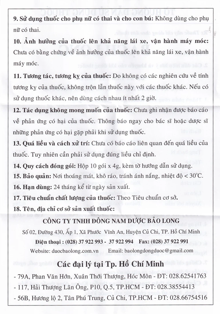 Thuốc Bạch Long Bổ Phổi Trừ Ho tiêu đờm, trị các chứng ho, viêm họng hạt, viêm phế quản (10 gói)