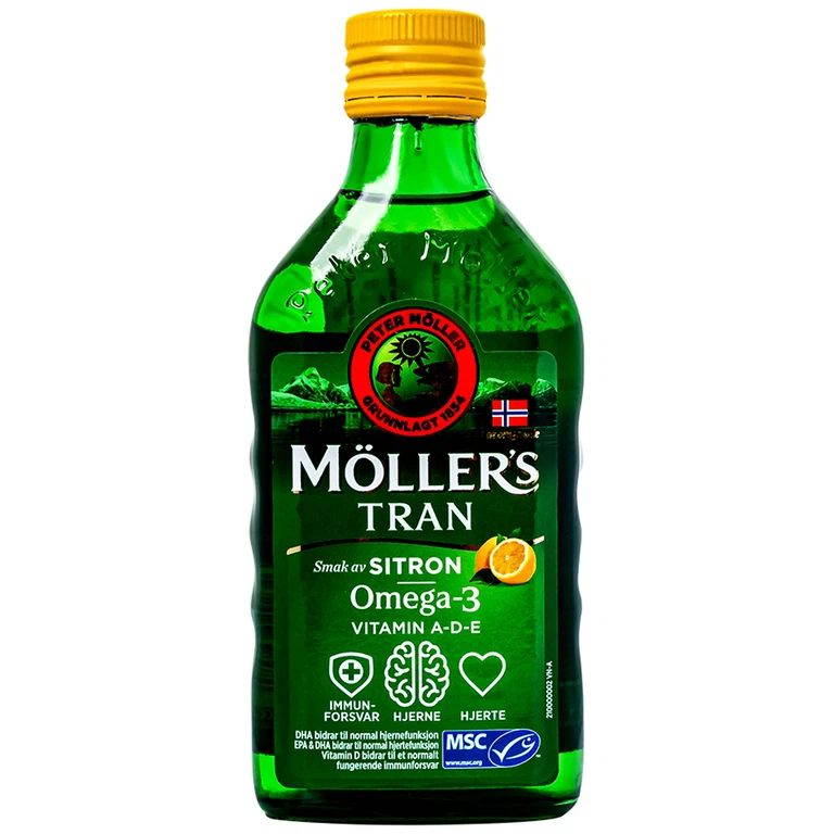 Dung dịch Möller’s Tran hương chanh giúp tăng cường hệ miễn dịch, cải thiện thị lực, trí não (250ml)