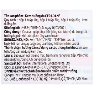 Kem phục hồi da Ceradan Ceramide Skin Barrier Repair Cream dành cho da khô, kích ứng và nhạy cảm (10g)