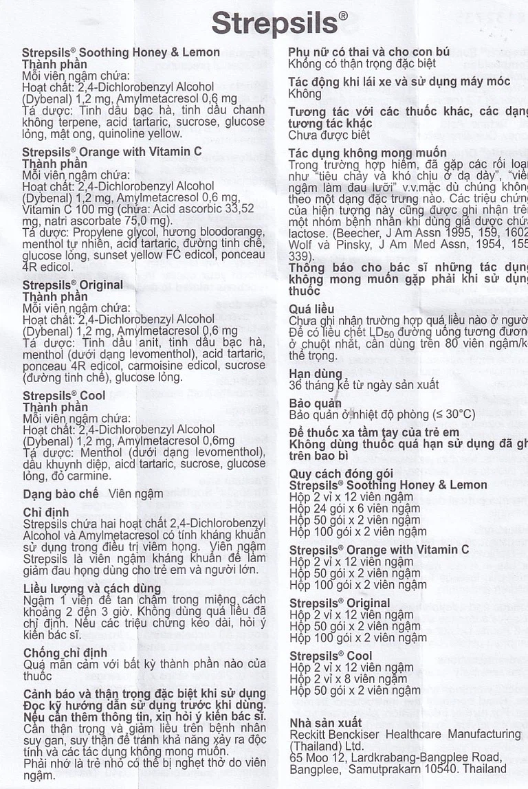 Viên ngậm Strepsils Orange with Vitamin C Reckitt Benckiser điều trị đau họng (50 gói x 2 viên)