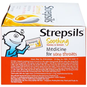 Viên ngậm Strepsils Soothing mật ong & chanh giảm đau họng (50 gói x 2 viên)