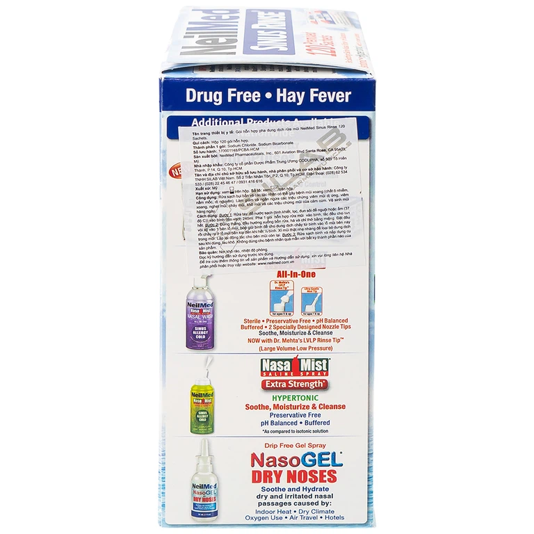 Gói hỗn hợp pha dung dịch rửa mũi NeilMed Sinus Rinse giảm và ngăn ngừa các chứng viêm mũi dị ứng (120 gói)