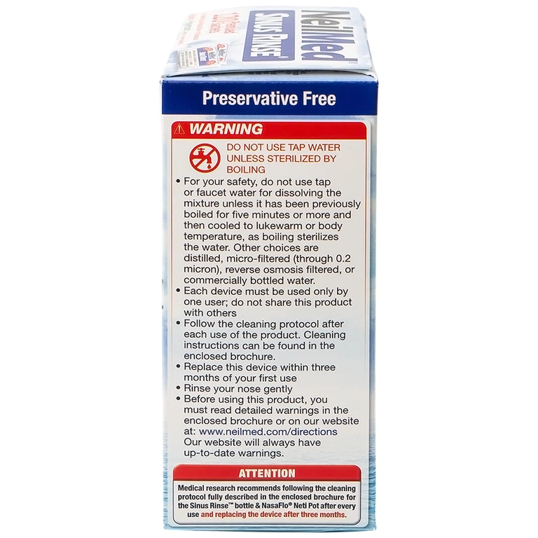 Gói hỗn hợp pha dung dịch rửa mũi NeilMed Sinus Rinse giảm và ngăn ngừa các chứng viêm mũi dị ứng (120 gói)