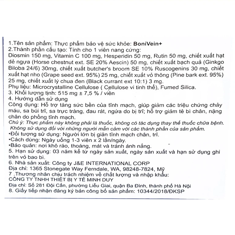 Viên uống BoniVein Botania hỗ trợ tăng sức bền của tĩnh mạch (30 viên)