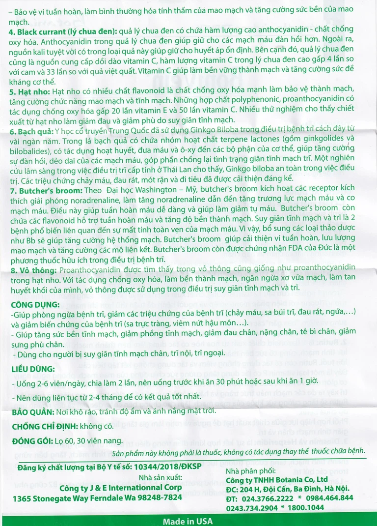 Viên uống BoniVein Botania hỗ trợ tăng sức bền của tĩnh mạch (30 viên)