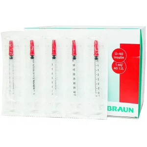 Kim tiêm tiểu đường B.Braun Omnican 1ml/40 I.U màu đỏ dùng cho người tiểu đường (100 cái)