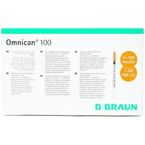Kim tiêm tiểu đường B.Braun Omnican 1ml/100 I.U màu cam dùng cho người tiểu đường (100 cái)