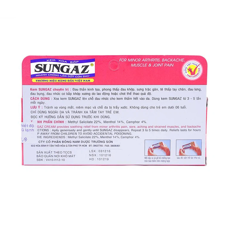 Kem xoa bóp Sungaz Trường Sơn điều trị phong thấp lâu năm (65g)