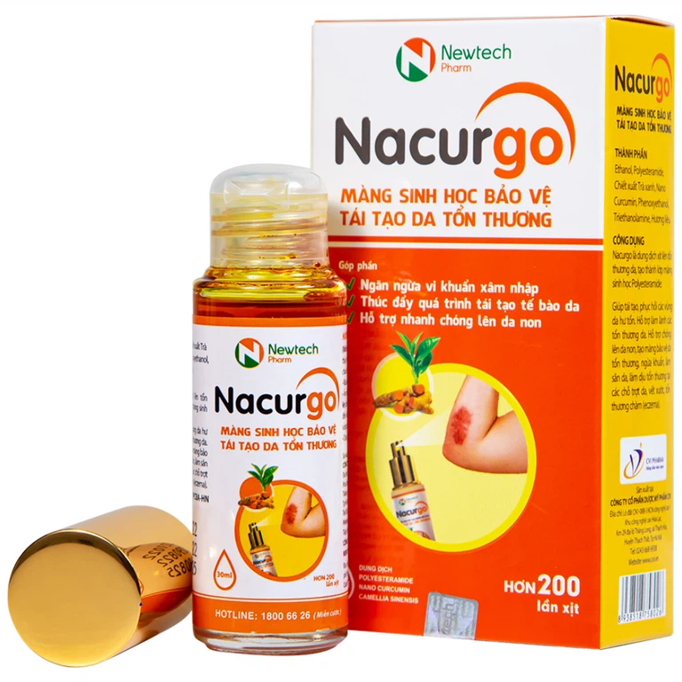 Dung dịch xịt Nacurgo Đại Bắc tạo màng sinh học tái tạo da tổn thương (30ml)