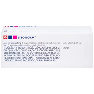 Viên nén Lisonorm Gedeon điều trị tăng huyết áp vô căn (3 vỉ x 10 viên)