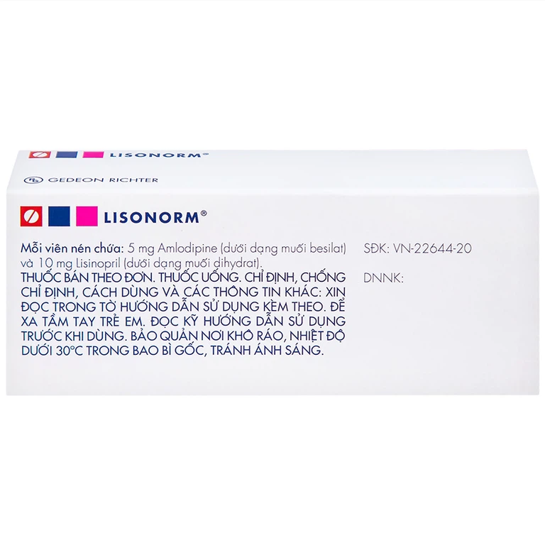 Viên nén Lisonorm Gedeon điều trị tăng huyết áp vô căn (3 vỉ x 10 viên)