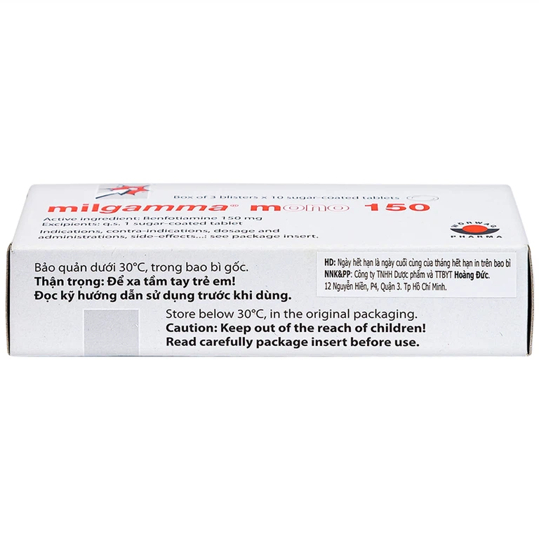Viên nén Milgamma Mono 150 Dragenopharm điều trị viêm đa dây thần kinh (3 vỉ x 10 viên)