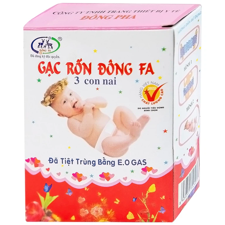Gạc rốn Đông Fa 3 Con Nai bảo vệ vùng rốn và giữ ấm cho bé (100 hộp)