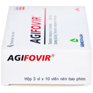 Thuốc Agifovir 300mg Agimexpharm hỗ trợ điều trị HIV-1, viêm gan B mạn tính (3 vỉ x 10 viên)