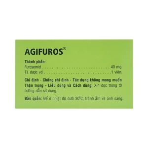 Thuốc Agifuros 40mg Agimexpharm điều trị phù phổi cấp, phù do tim, gan, thận (10 vỉ x 25 viên)