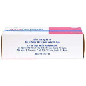 Thuốc Agiosmin Agimexpharm điều trị suy tĩnh mạch mạn tính (4 vỉ x 15 viên)
