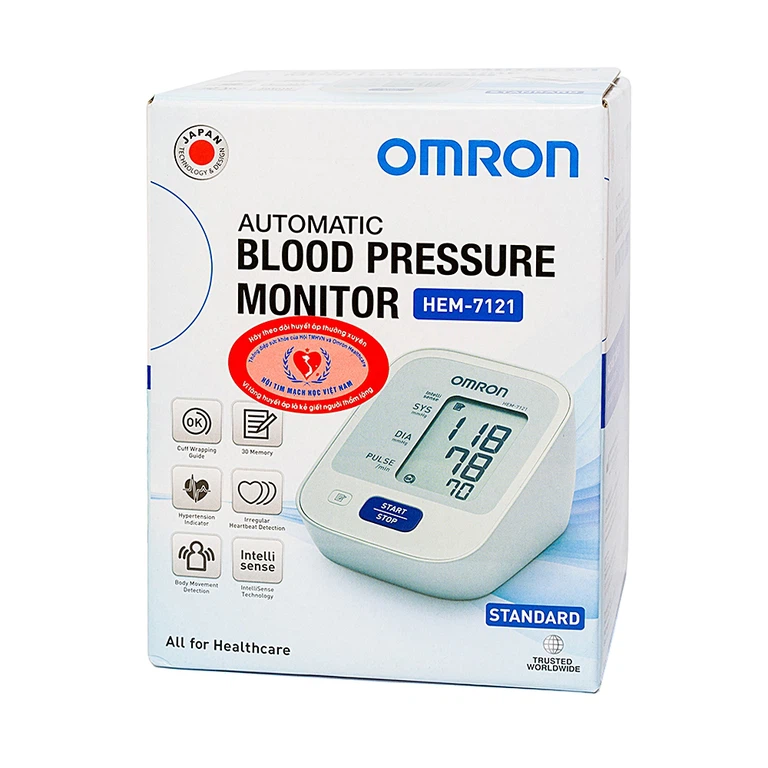 Máy đo huyết áp bắp tay tự động Omron HEM-7121 lưu 30 kết quả đo gần nhất