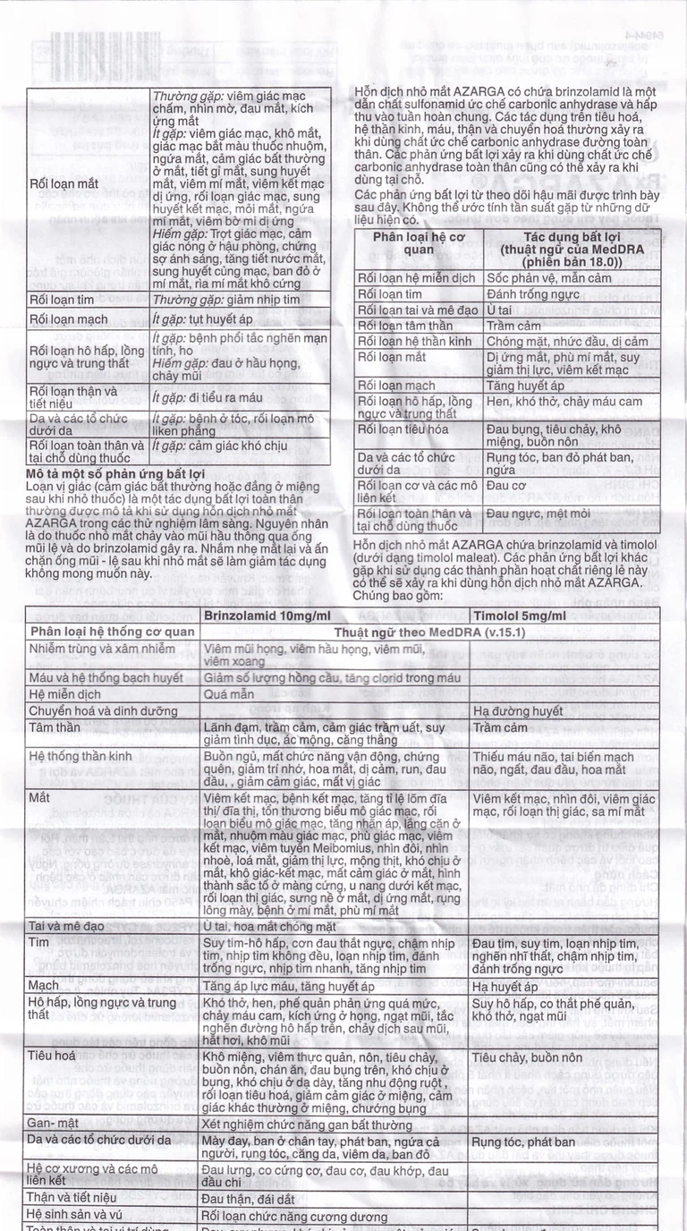 Thuốc nhỏ mắt Azarga Alcon giảm áp lực nội nhãn (5ml)