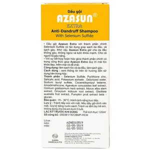 Dầu gội Azasun Extra Gamma sạch gàu cho da đầu hết ngứa (120ml)