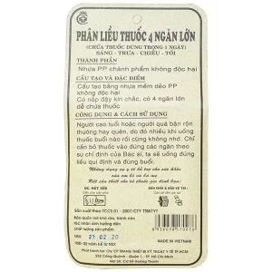 Hộp phân liều thuốc 4 ngăn vuông lớn giúp phân chia liều lượng thuốc trong 1 ngày (1 cái)