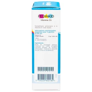 Siro Pediakid Vitamin D3 bổ sung Vitamin D cho cơ thể, tăng hấp thụ canxi (20ml)