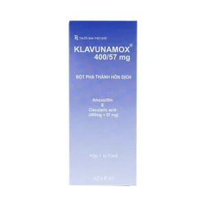Bột pha hỗn dịch uống Klavunamox 400/57mg Atabay điều trị nhiễm khuẩn nặng đường hô hấp (70ml)