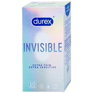 Bao cao su Durex Invisible Extra Thin Extra Sensitive siêu mỏng, vừa vặn và ôm sát (10 cái)