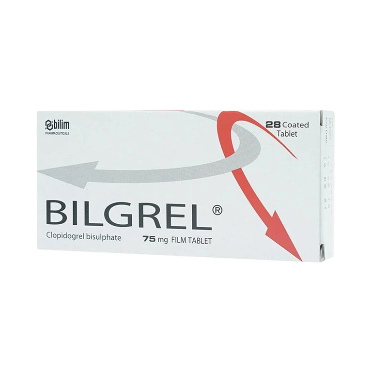 Thuốc Bilgrel 75mg Bilim Ilac điều trị nhồi máu cơ tim, đột quỵ, bệnh động mạch ngoại biên (2 vỉ x 14 viên)