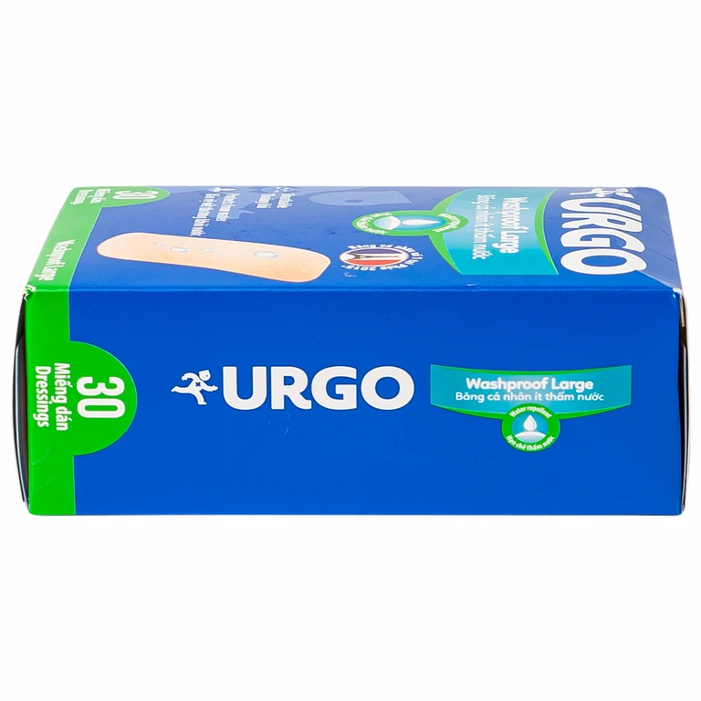 Băng cá nhân ít thấm nước Urgo Washproof Large bảo vệ vết thương khỏi nước (30 miếng)