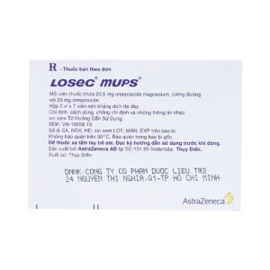 Viên nén Losec Mups 20mg AstraZeneca điều trị loét tá tràng, dạ dày (2 vỉ x 7 viên)