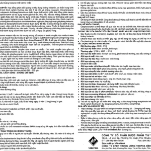 Thuốc Clorpheniramin Vidipha điều trị viêm mũi dị ứng theo mùa, quanh năm và mày đay (10 vỉ x 20 viên)