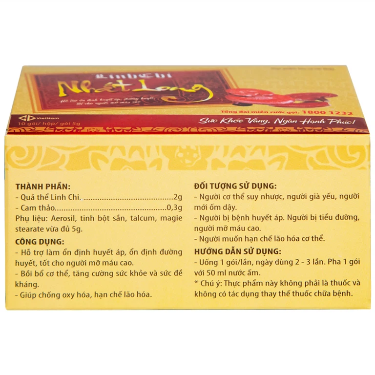 Linh Chi Nhất Long CG hỗ trợ làm ổn định huyết áp, ổn định đường huyết (30 gói)