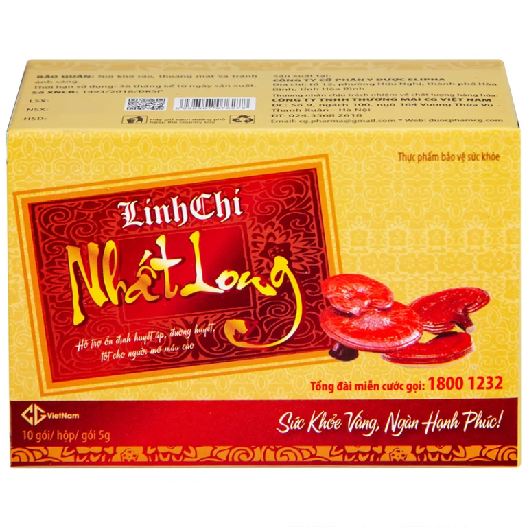 Linh Chi Nhất Long CG hỗ trợ làm ổn định huyết áp, ổn định đường huyết (30 gói)