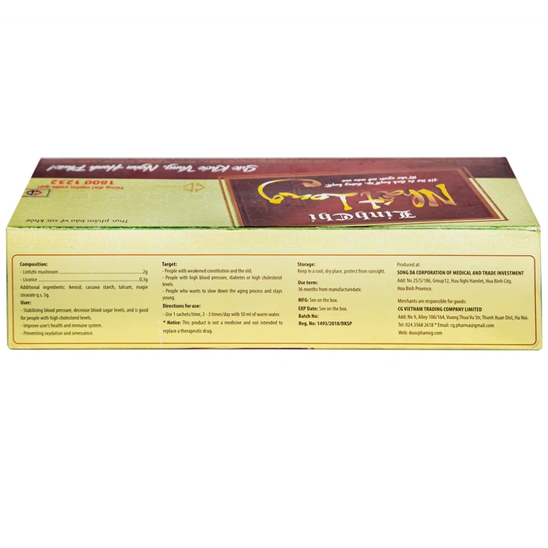 Linh Chi Nhất Long CG hỗ trợ làm ổn định huyết áp, ổn định đường huyết (30 gói)