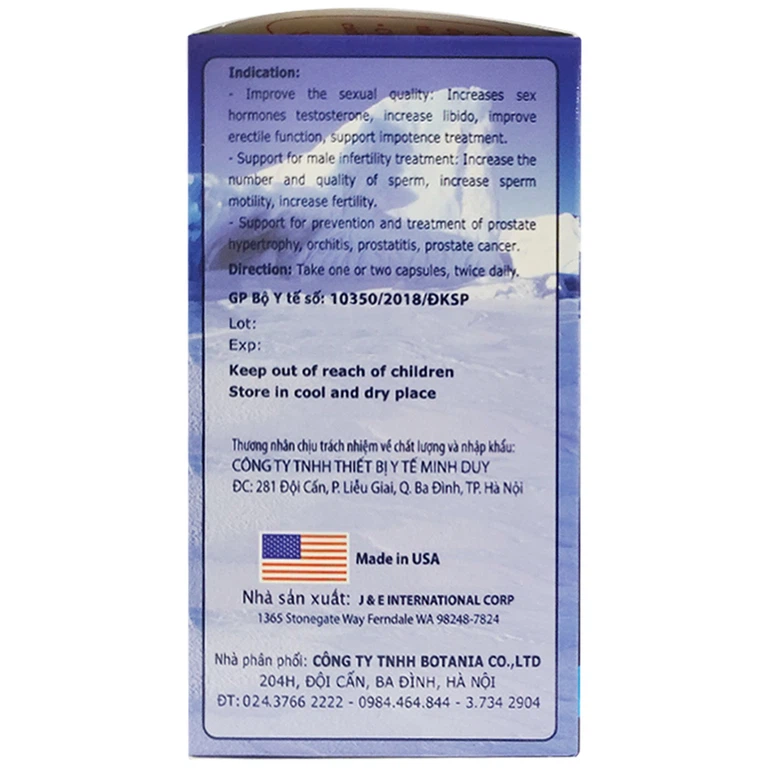Viên uống BoniSeal Botania tăng cường sức khỏe tinh hoàn, suy giảm ham muốn tình dục ở nam giới (60 viên)
