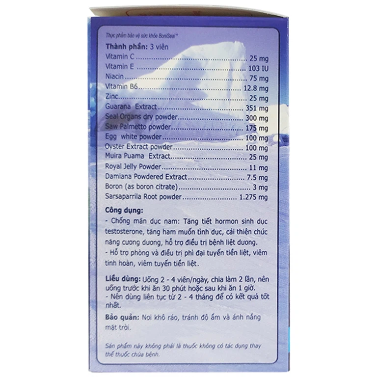 Viên uống BoniSeal Botania tăng cường sức khỏe tinh hoàn, suy giảm ham muốn tình dục ở nam giới (60 viên)