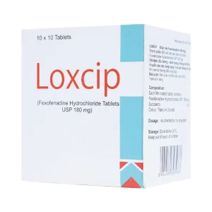 Viên nén Loxcip 180mg Aurochem Pharma điều trị các chứng viêm mũi dị ứng (10 vỉ x 10 viên)