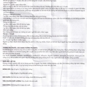 Hỗn dịch uống Gellux 1g Davipharm điều trị ngắn ngày loét tá tràng, dạ dày lành tính (20 gói x 15g)