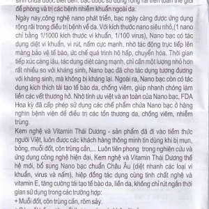 Kem nghệ và vitamin Thái Dương Nano Bạc dưỡng da, nhanh liền sẹo, mờ vết thâm, nám (20g)