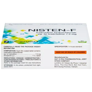 Viên nén Nisten-F 7,5mg DaViPharm điều trị bệnh mạch vành, đau thắt ngực (4 vỉ x 7 viên)