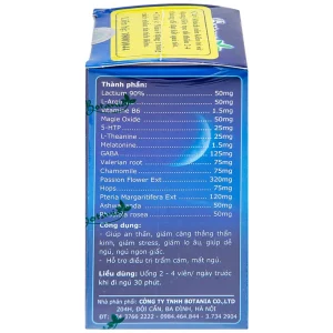 Viên uống Bonisleep Botania giúp an thần, giảm căng thẳng thần kinh (30 viên)