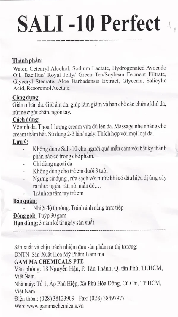 Kem Sali-10 Perfect Foot And Hand Cream giảm nhăn da, giữ ẩm da, giảm khô da, nứt nẻ ở gót chân, ngón tay (30g)