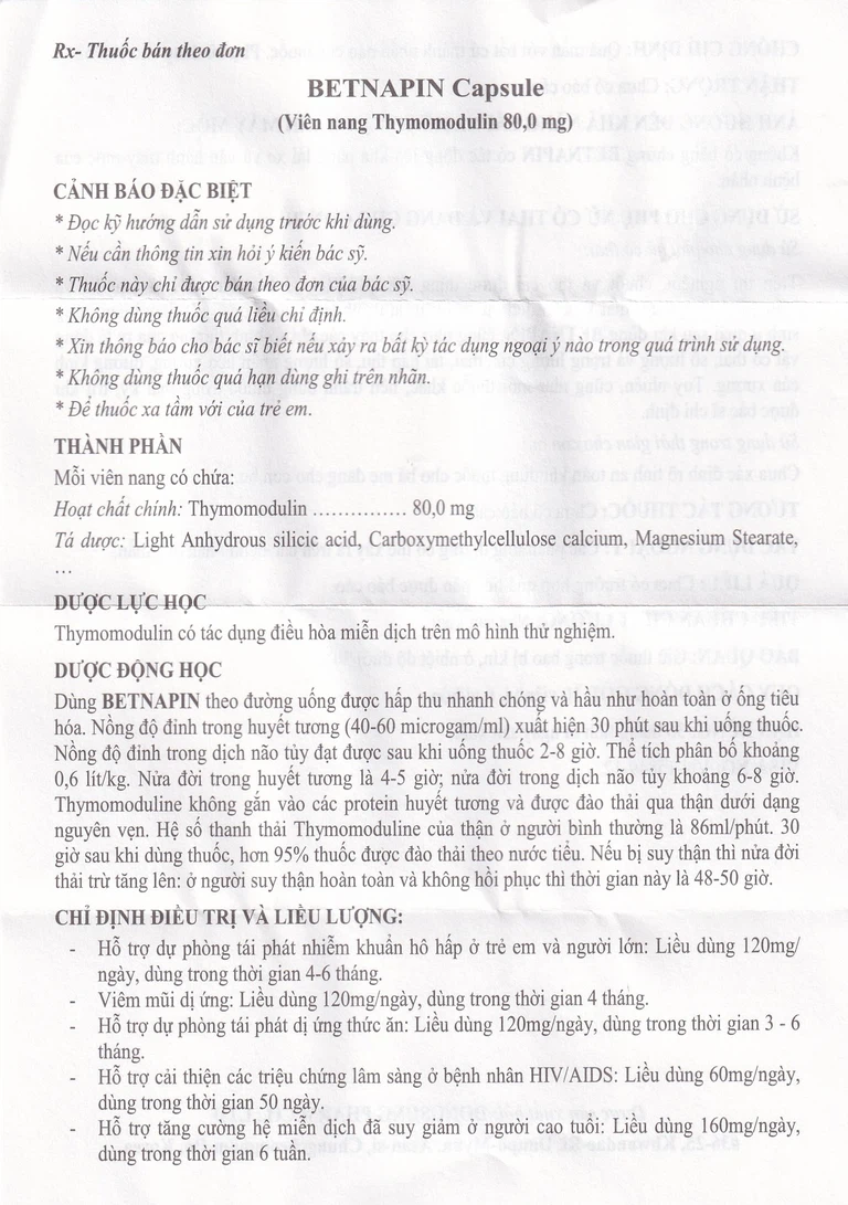 Thuốc Betnapin 80mg DongSung điều trị dị ứng, mày đay mạn tính (6 vỉ x 10 viên)
