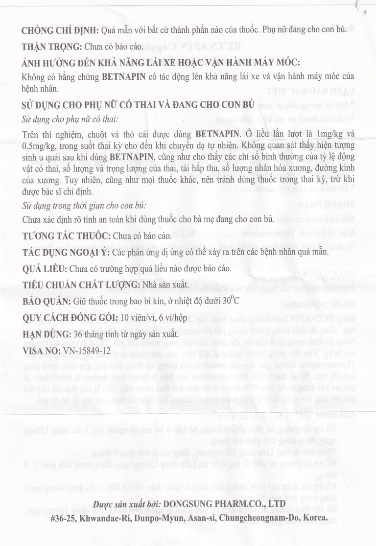 Thuốc Betnapin 80mg DongSung điều trị dị ứng, mày đay mạn tính (6 vỉ x 10 viên)
