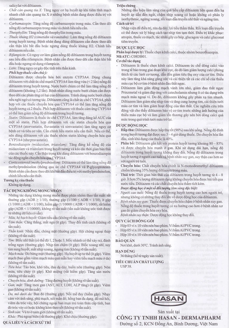 Thuốc Tilhasan 60 Hasan điều trị tăng huyết áp (3 vỉ x 10 viên)