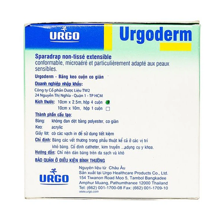 Băng cuộn co giãn không đan dệt Urgoderm size 10cm x 2.5m đảm bảo cố định chắc chắn bông gạc và các y cụ (4 cuộn)