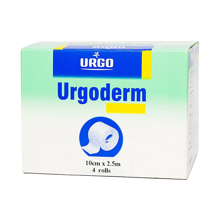 Băng cuộn co giãn không đan dệt Urgoderm size 10cm x 2.5m đảm bảo cố định chắc chắn bông gạc và các y cụ (4 cuộn)