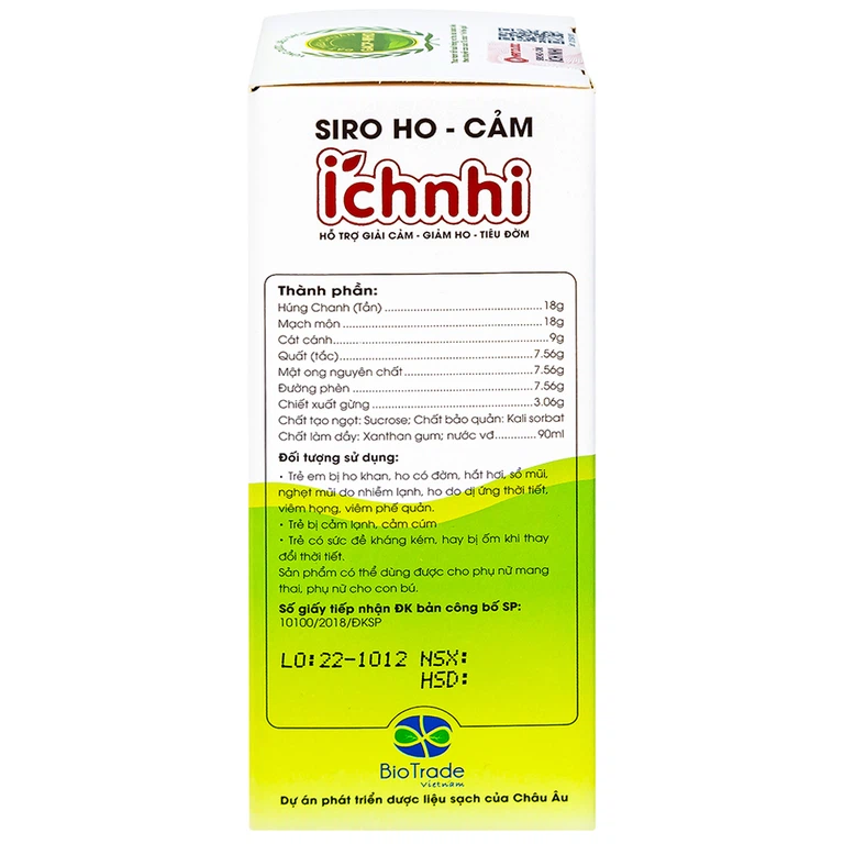 Siro ho cảm Ích Nhi Nam Dược hỗ trợ giải cảm, giảm ho, tiêu đờm (90ml)
