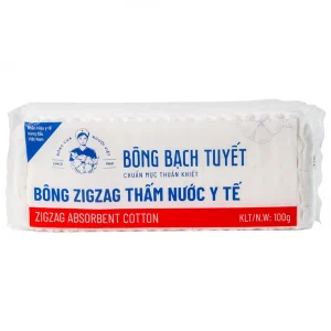Bông Zigzag y tế thấm nước Bạch Tuyết dùng trong chăm sóc cá nhân và y tế (100g)